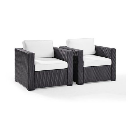 VERANDA Biscayne Outdoor Wicker Seating Chair Set - White Cusions, 2PK VE741797